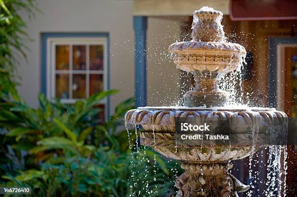 Twotiered Garden Fountain Flowing With Water Stock Photo - Download Image Now - Fountain, Yard - Grounds, Drinking Fountain