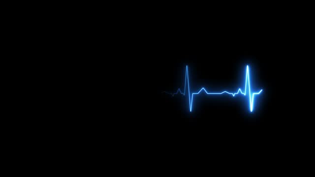 Blue glowing neon heart pulse. Heart beat. Healthcare vector medical background with heart cardiogram. Cardiology concept with pulse rate diagram