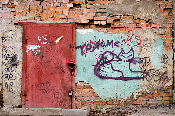door open on brick wall, 3d