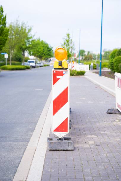 istock Vertical of a construction site protection, LED warning light captured in a street 1467266255