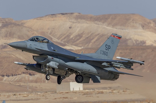 F-16 Fighting Falcon fighter plane on runway