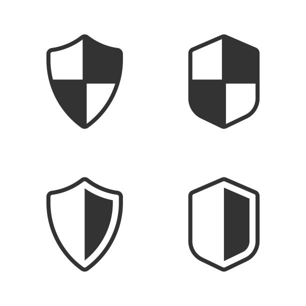 Security Shield Icon Set. Scalable to any size. Vector illustration EPS 10 file. black family crest stock illustrations