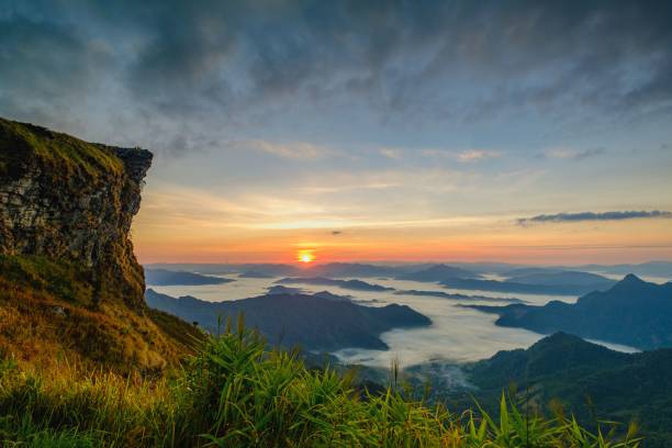 istock Aerial view of mountain landscape during sunset 1467266748