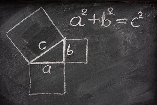 pythagorean theorem auf tafel - geometry two dimensional shape pythagoras geometric shape stock-fotos und bilder