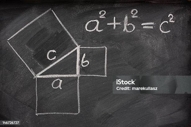 Teorema No Quadro Negro - Fotografias de stock e mais imagens de Pitágoras - Pitágoras, Giz - Equipamento de Arte e Artesanato, Quadrado - Formato Bidimensional