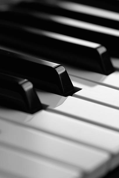 Shiny piano keys stock photo