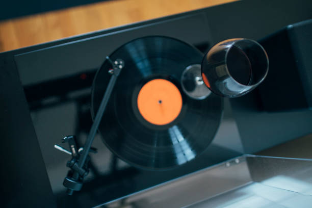 istock Swirling wineglass on the turntable 1467274445