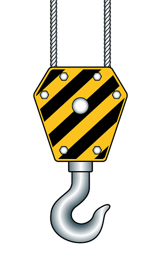 Illustration of industrial lifting crane hook. No mesh gradient