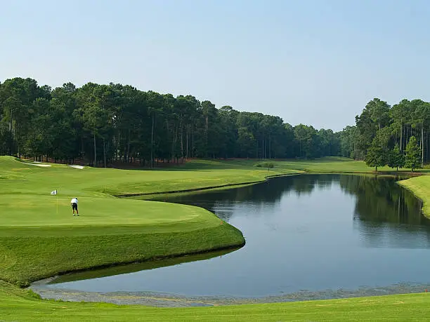 A lone golfer on this beautiful Myrtle Beach, South Carolina golf course.