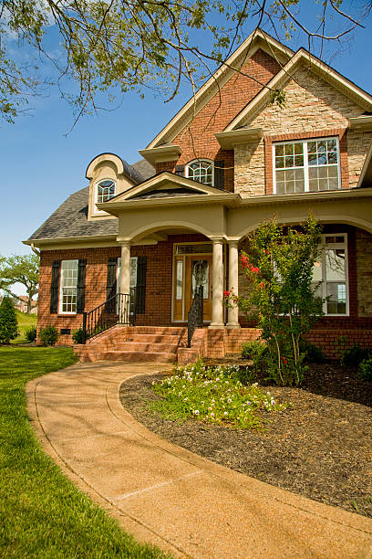 única família casa - casa de tijolo imagens e fotografias de stock