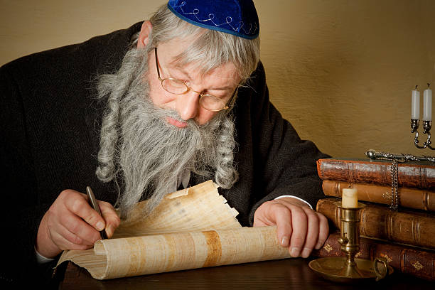 Jewish parchment Old jewish man with beard writing on a parchment scroll rabbi photos stock pictures, royalty-free photos & images