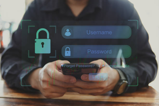 istock Concept of security data network, Prevent online identity theft, user and password login on visual screen for protect dat. 1467280246