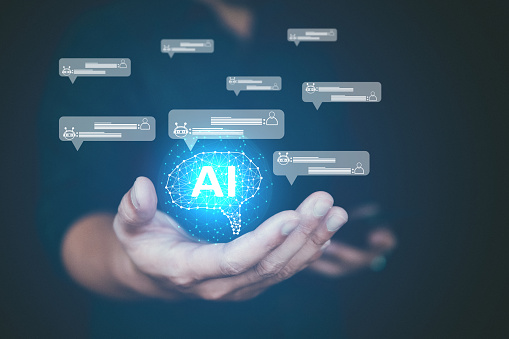 AI, Artificial Intelligence  concept, people using technology and AI application AI chat and control technology.