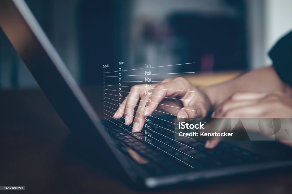 Data Note Picture Data Note On Visual Screen People Use Computer And Plan Schedule On ...