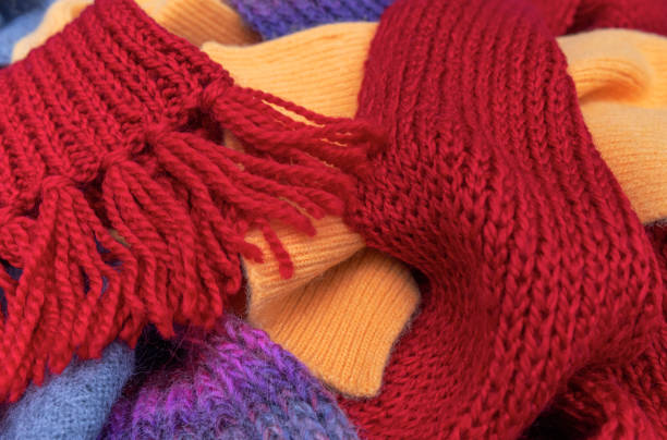istock Warm knitted things lie in a pile. 1467281135