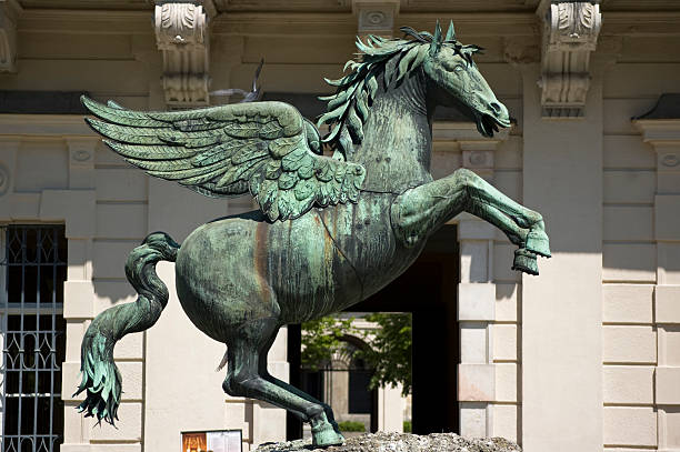 Pegasus in Mirabell Garden Bronze Pegasus in Mirabell Garden, Salzburg, Austria pegasus stock pictures, royalty-free photos & images