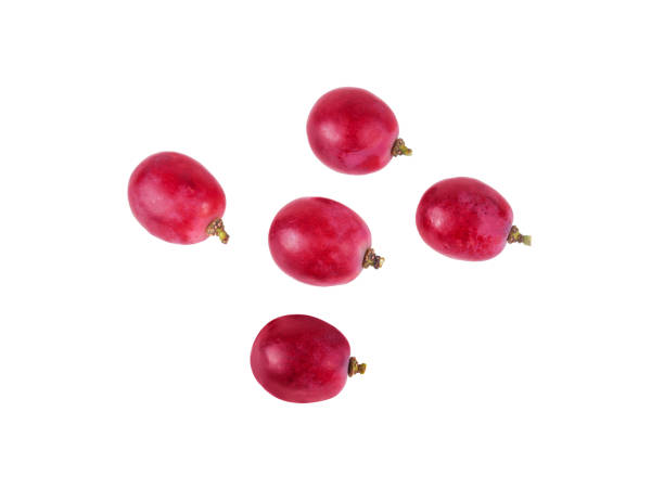 istock Red grapes isolated on white background, top view. 1467288029