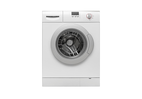 White washing machine isolated on white background.