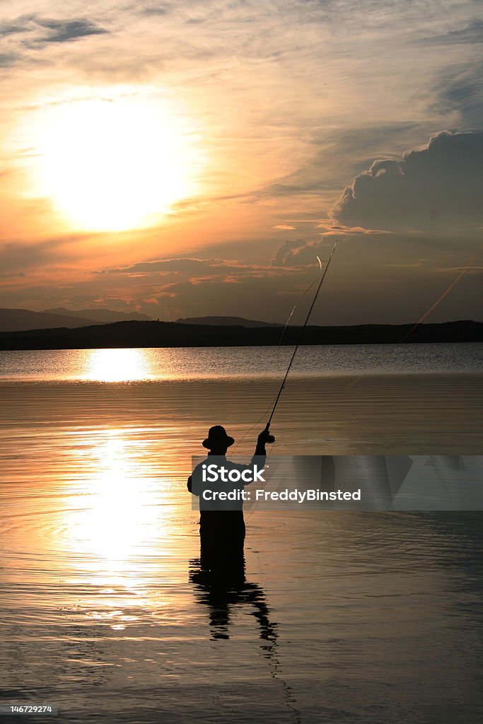 Mosca pesca ao pôr do sol - Royalty-free Adulto Foto de stock