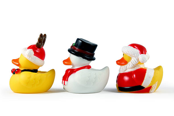 Christmas Rubber Duckies stock photo