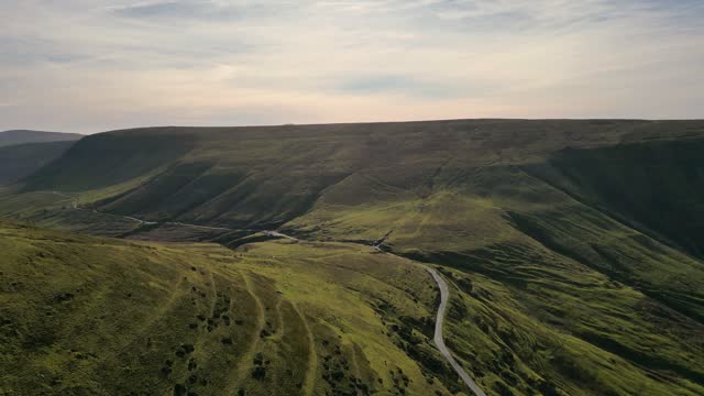 4K Drone video of hikers at Hay Bluff, Lord Herefords Knob, Brecon Beacons National Park, Wales.
