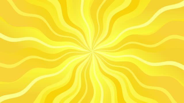 Retro Flat Wave Yellow Sunburst Sun Rays Loop Background