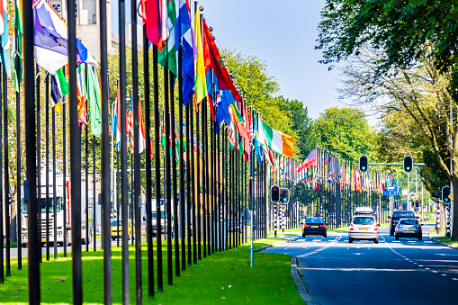 International Flags in the Hague.
Close to the International Criminal Court