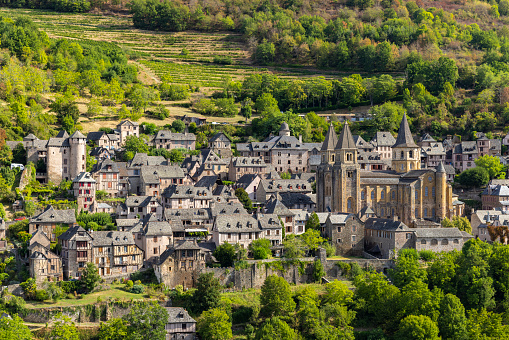 UNESCO village of  Conques-en-Rouergue in Aveyron department, France