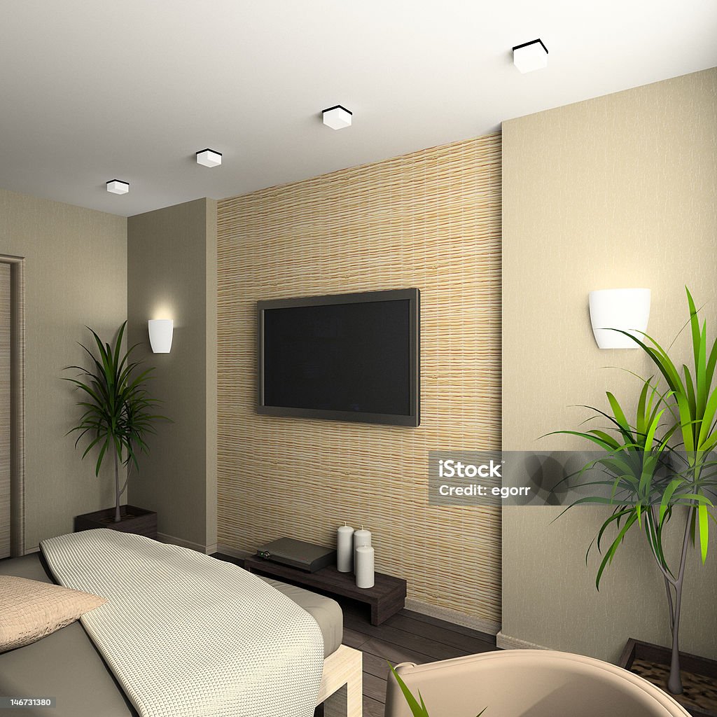 interior moderno. 3 D render - Foto de stock de Aconchegante royalty-free