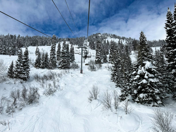 snowy mountains in jackson hole, wy - teton range grand teton national park mountain rural scene imagens e fotografias de stock