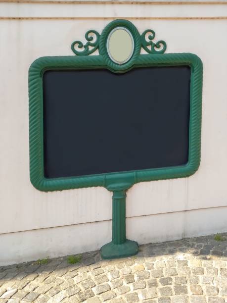 istock Mockup blank billboard for a notice, advertisement, announcement or message. Retro forged iron frame 1467317545