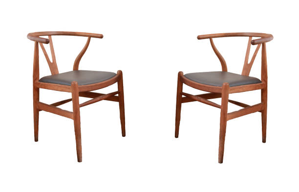 istock Left and right view wooden chairs isolated on white background 1467319190