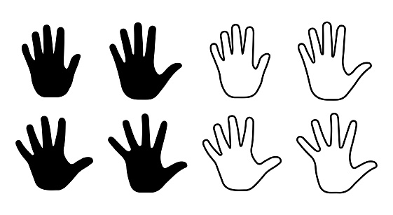 Human palm hand vector silhouette on white background