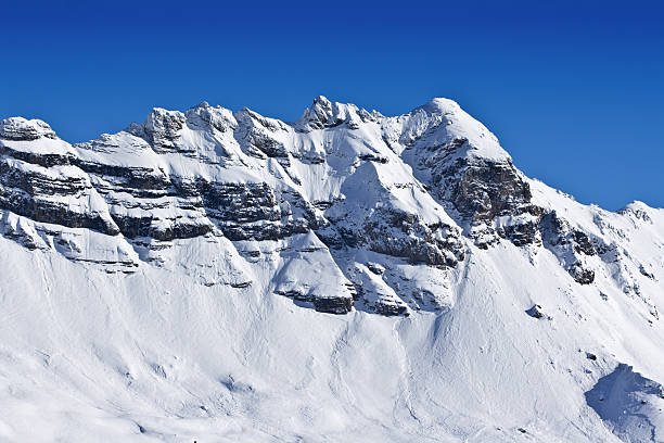 snow covered mountain range stock photo