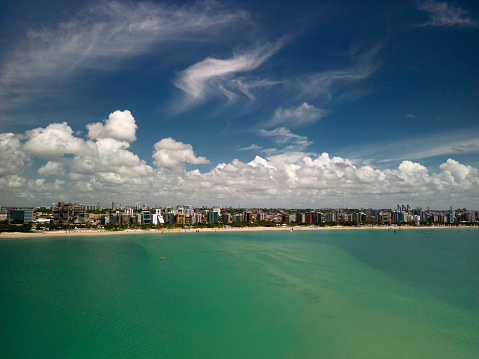 Aerial view of the waterfront of Maceió, capital of the state of Alagoas, in northeastern Brazil