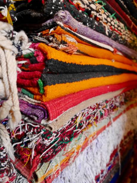 istock Pile of colorful Berber Carpets in Marrakech, Morocco. 1467326083