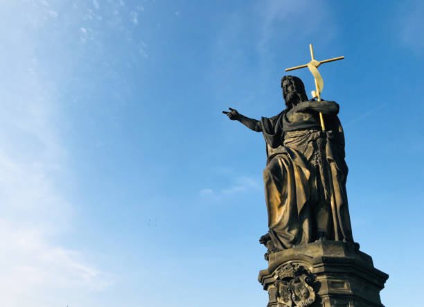 istock Prague Charles bridge statue blue sky 1467326249