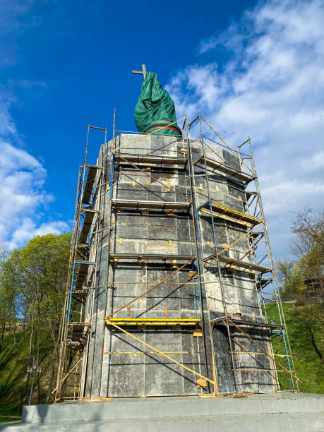 istock Scaffolding on the monument. The construction site 1467327101