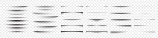Set of realistic shadow on transparent background. Oval and round shadows. Shadow effects set. Vector illustration.