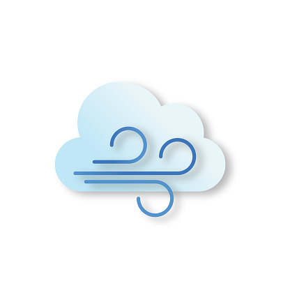 Paper cut style weather icon with a drop shadow on a transparent background (you can place the icon over any background).