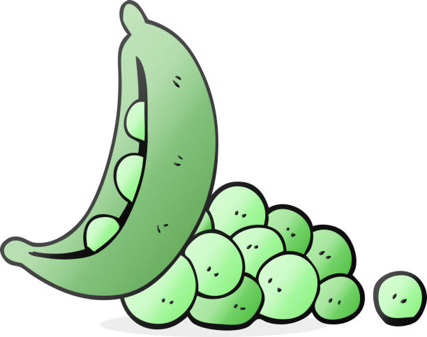 freihändig gezeichnete cartoon-erbsen in schote - green pea pea pod vegetable cute stock-grafiken, -clipart, -cartoons und -symbole