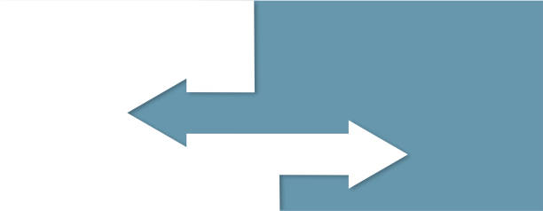 stockillustraties, clipart, cartoons en iconen met choice with two arrows, blue and white vector concep. flat illustration. - het-verleden