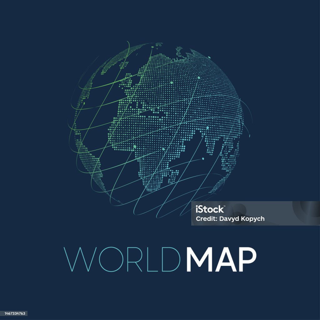 Circular Graphics. Map Abstract World Map With Circle Lines Vector 10 Eps Stock Illustration ...