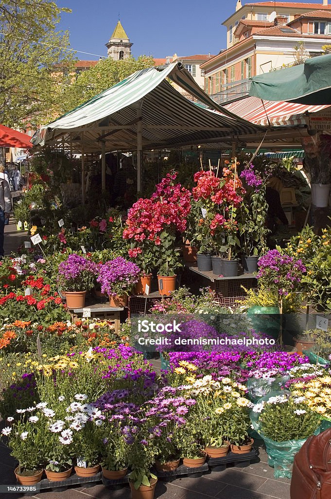 Nice Flower Market Colorful flower market in Nice France on the Riviera Market - Retail Space Stock Photo
