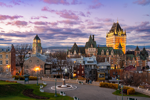 Ciudad de Quebec Canadá vista puesta de sol photo