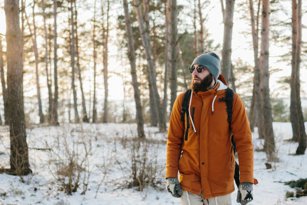 istock Bearded man trail hiking in a mountain forest. 1467341794
