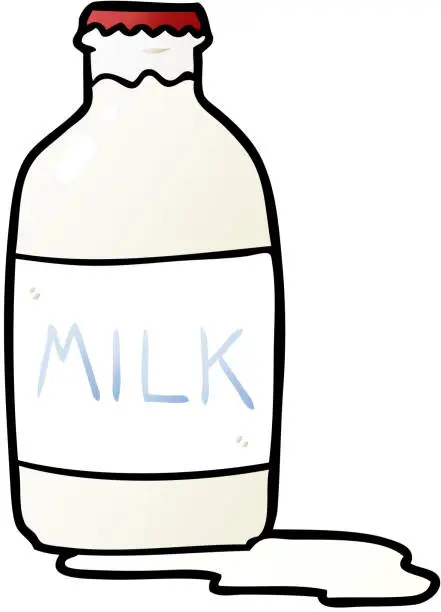 Vector illustration of cartoon pint of fresh milk