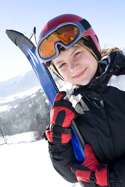 istock Happy girl with ski 146734521
