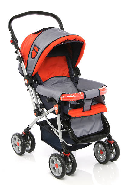 istock Comfortable baby carriage model in grey and orange 146734699
