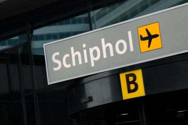 Concourse B of Schiphol International airport stock photo